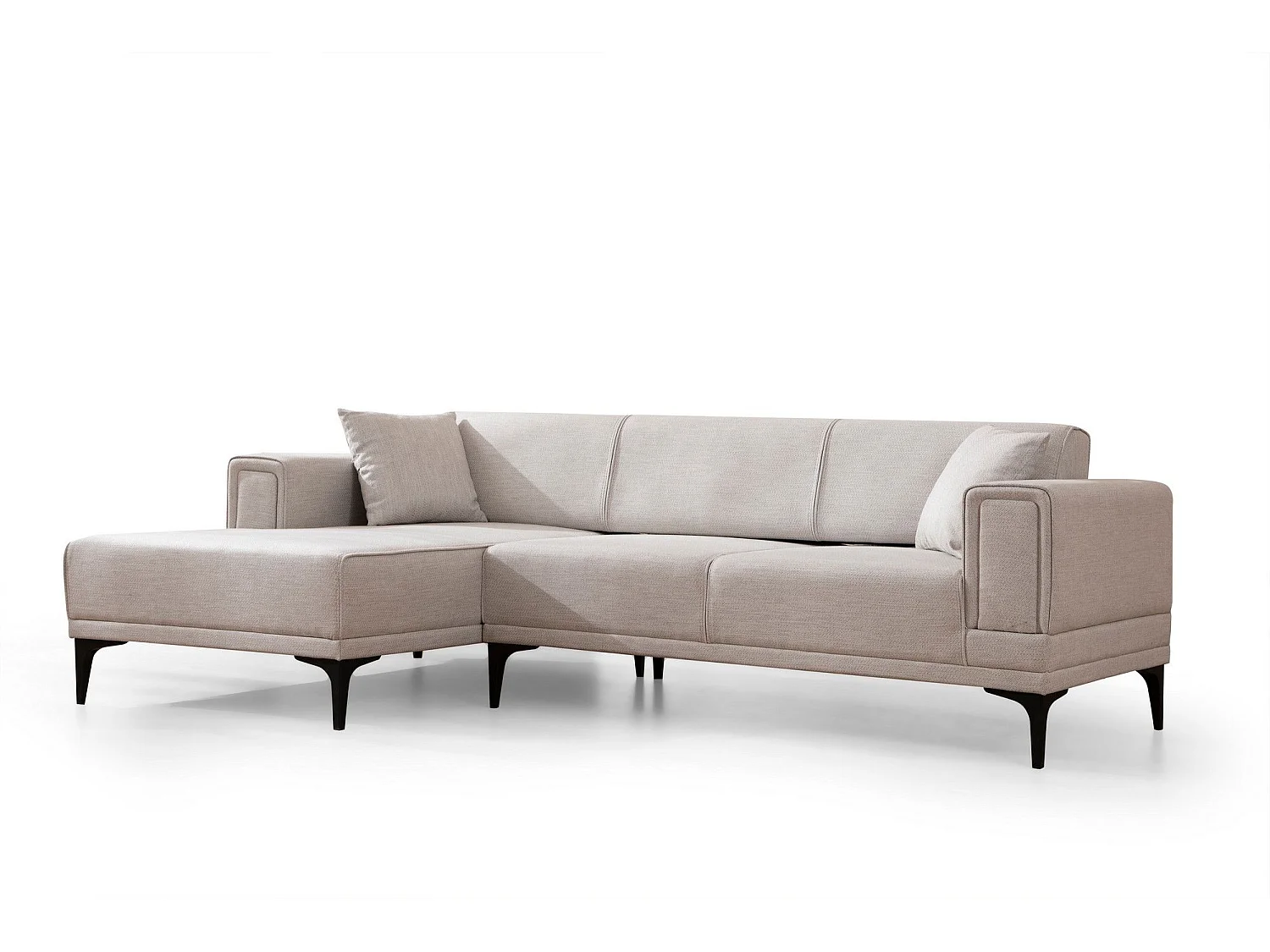 Canapé d'angle convertible méridienne à gauche Vertice Tissu toile Beige