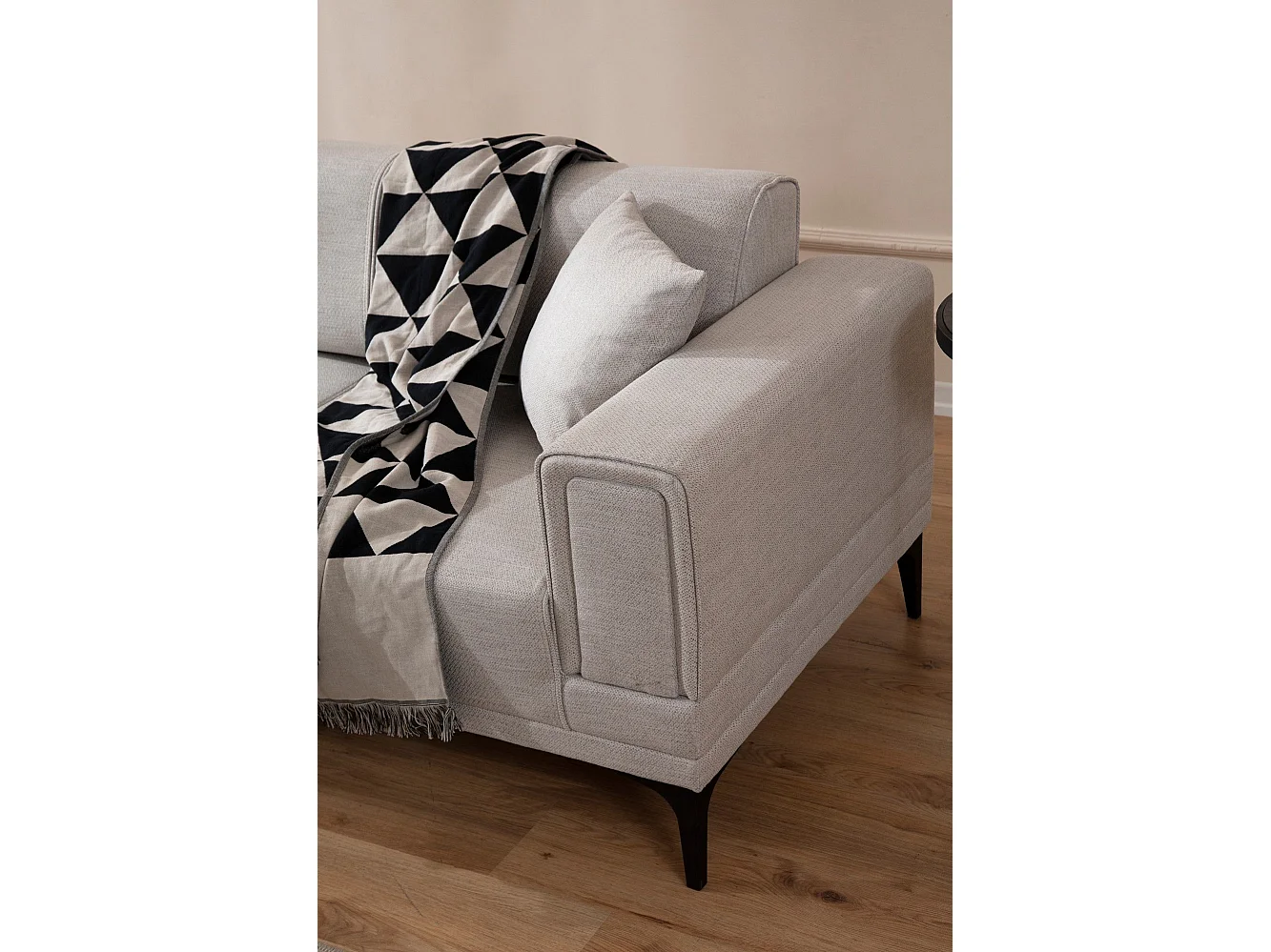 Canapé d'angle convertible méridienne à gauche Vertice Tissu toile Beige