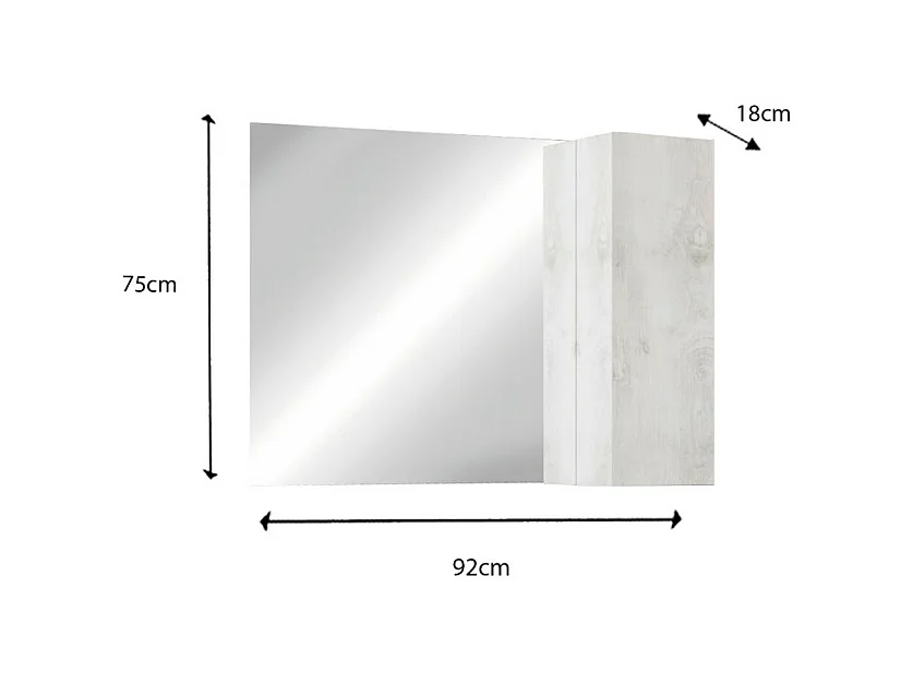 Design-Spiegel mit Ablage, 92x75 cm, Kollektion ISORA, Farbe Weiß Holzeffekt