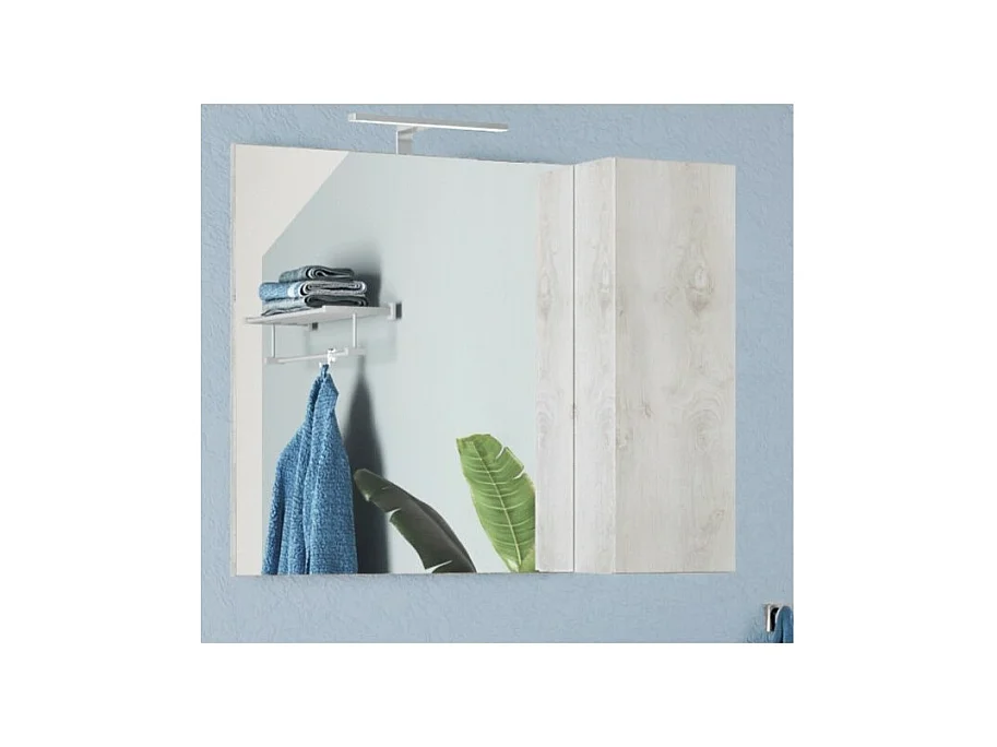 Design-Spiegel mit Ablage, 92x75 cm, Kollektion ISORA, Farbe Weiß Holzeffekt