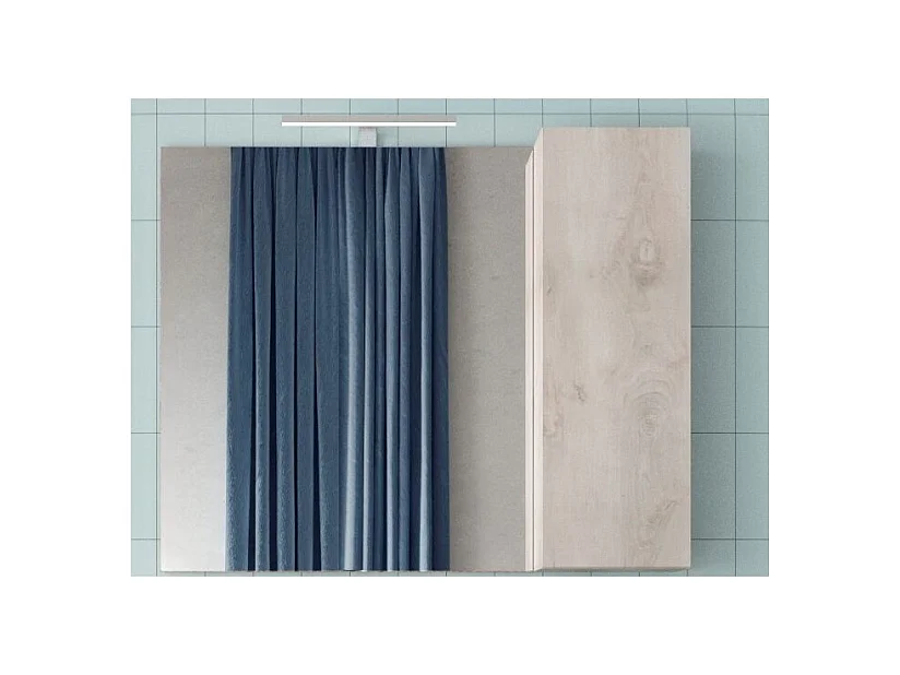 Design-Spiegel mit Ablage, 92x75 cm, Kollektion ISORA, Farbe Weiß Holzeffekt