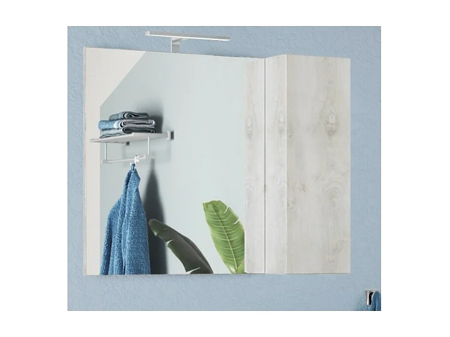 Miroir ISORA – Blanc effet bois avec rangement – L92 x H75 x P18 cm