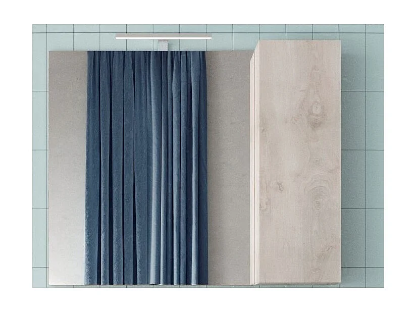 Miroir ISORA – Blanc effet bois avec rangement – L92 x H75 x P18 cm