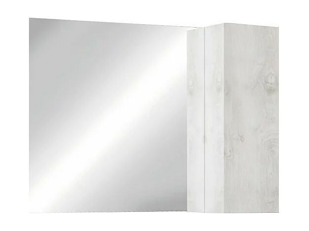 Spiegel met design en opbergruimte, 92x75 cm, collectie ISORA, kleur wit houteffect