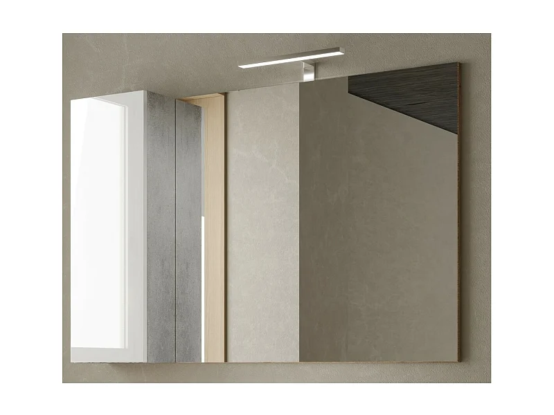 Design spiegel met opbergruimte, 110x75 cm, collectie BURA, in glanzend wit en betonkleur