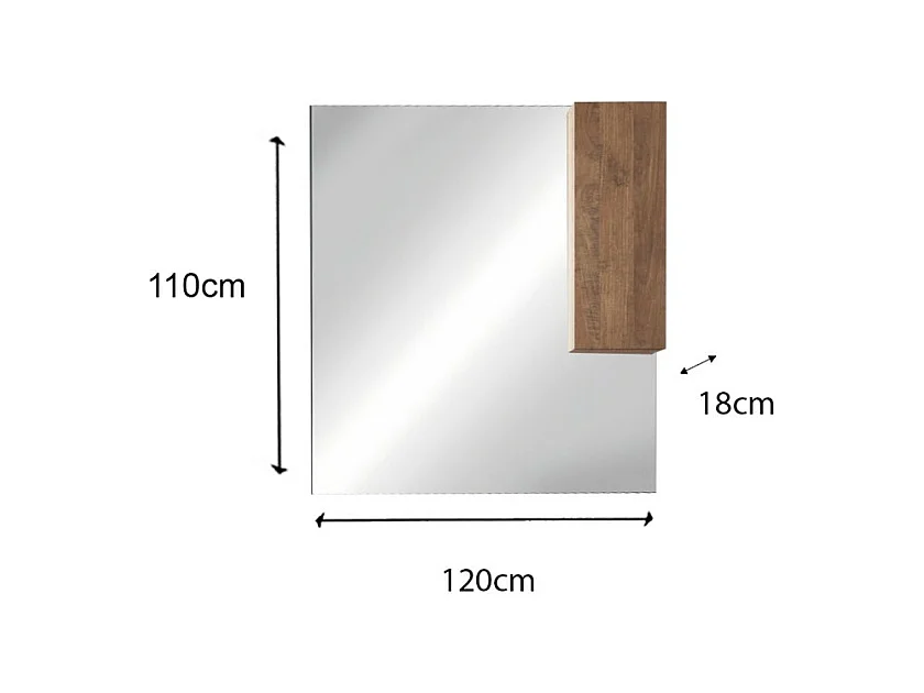 Designspiegel mit Aufbewahrung, 120x110 cm, Kollektion FRASSI, Farbe helles Eichenholz