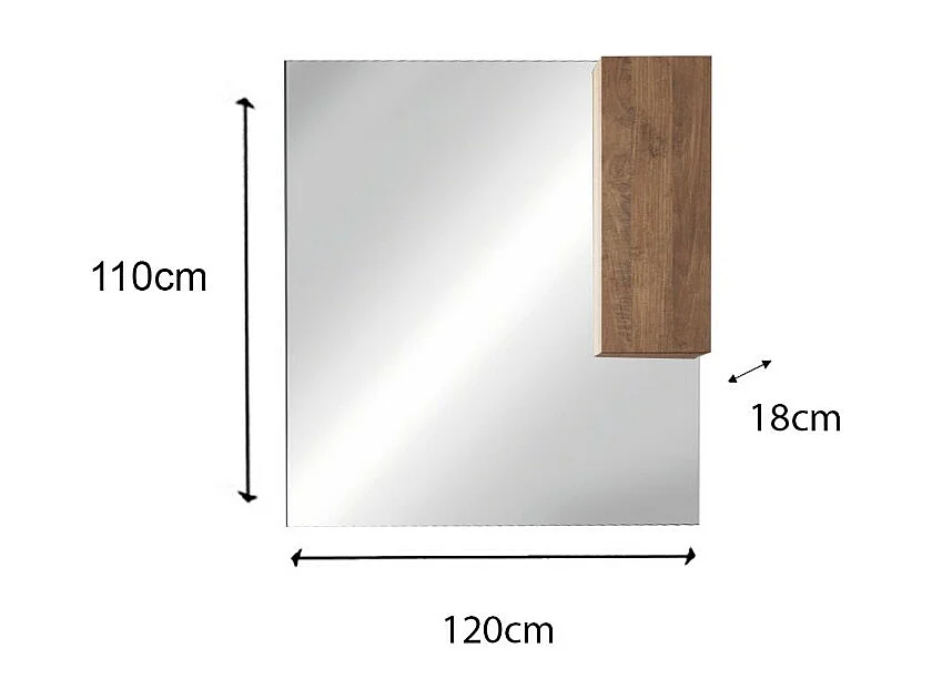 Miroir FRASSI – Chêne clair design avec rangement – L120 x H110 x P18 cm