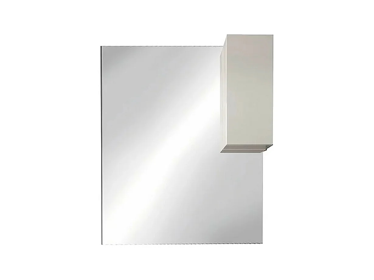 Miroir VITARIO – Blanc brillant design avec rangement – L100 x H110 x P18 cm