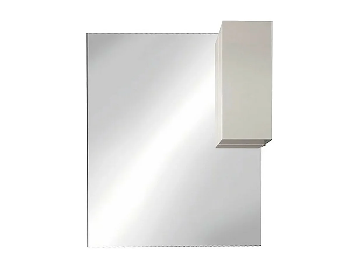 Miroir VITARIO – Blanc brillant design avec rangement – L100 x H110 x P18 cm