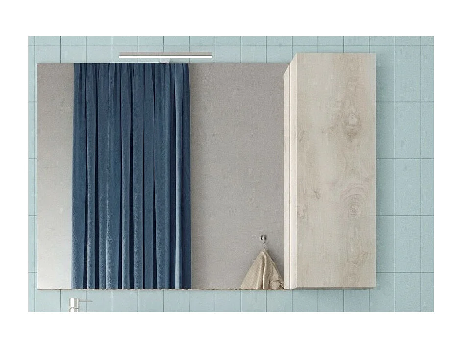 Designspiegel mit Aufbewahrung, 110x75 cm, Kollektion ISORA, Farbe Weiß Holzeffekt