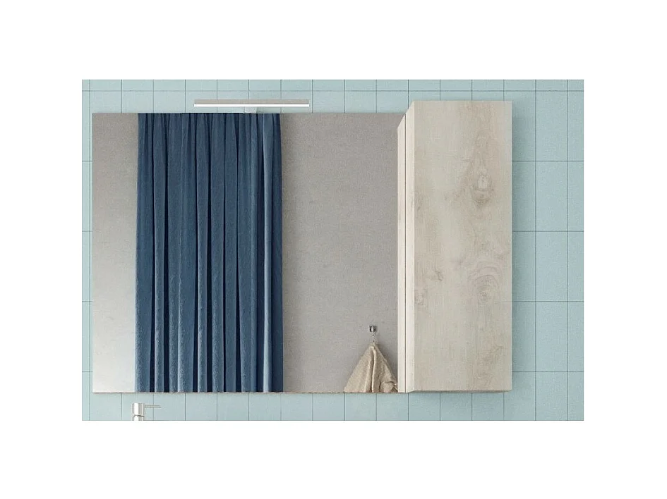 Espelho design com armazenamento, 110x75 cm, coleção CISA, cor branca com efeito de madeira