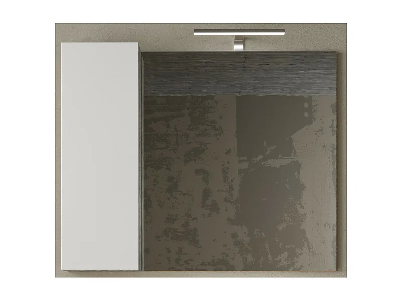 Designspiegel met opbergruimte, 92x75 cm, collectie BURA, in glanzend wit en betonkleur