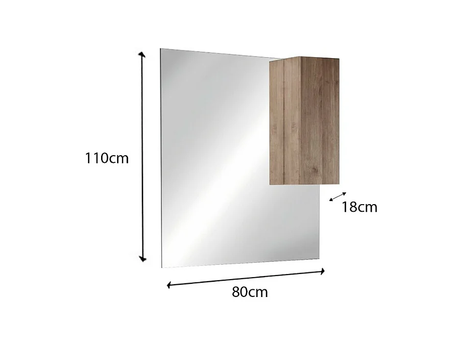 Espelho design com armazenamento, 80x110 cm, coleção FRASSI, cor carvalho claro.