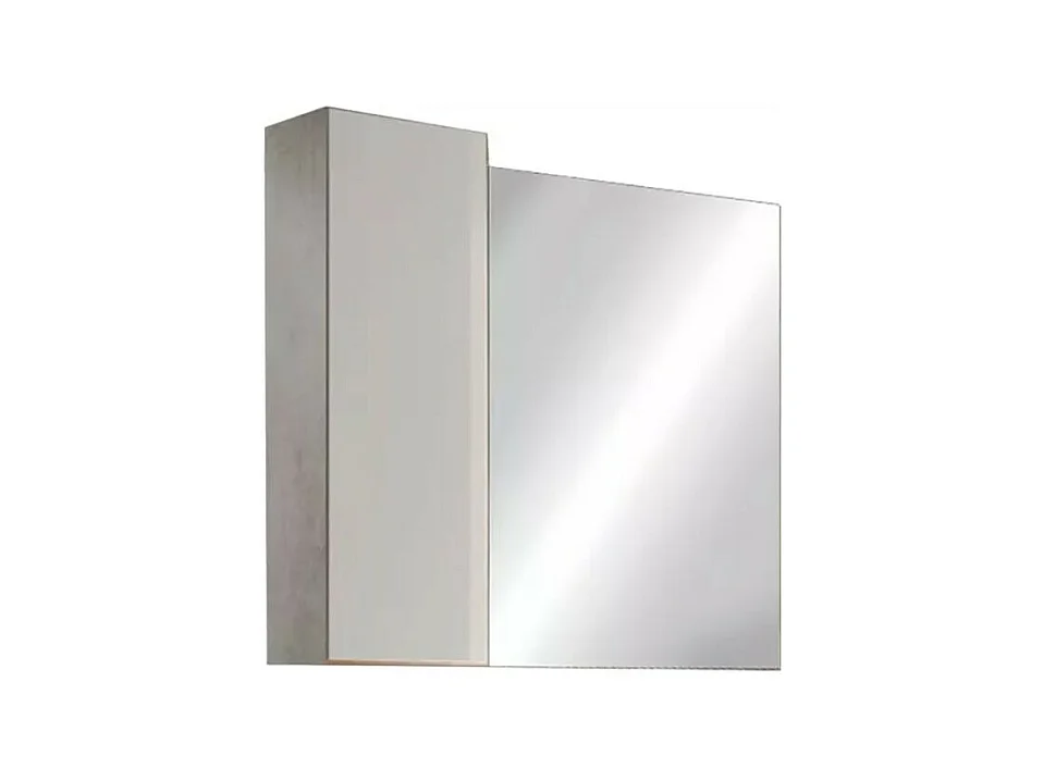 Miroir BURA – Design avec rangement, 78x75 cm, coloris blanc brillant et béton