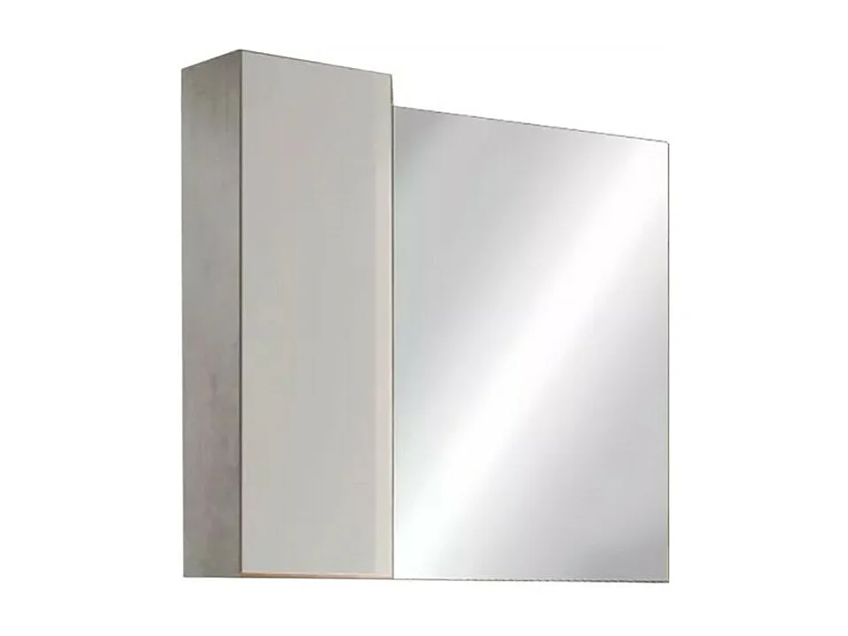 Espelho design com armazenamento, 78x75 cm, coleção BURA, acabamento em branco brilhante e concreto