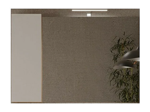 Miroir design avec rangement, 110x75 cm, collection BURA, coloris blanc brillant et chêne clair