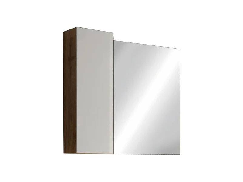 Miroir design avec rangement, 110x75 cm, collection BURA, coloris blanc brillant et chêne clair