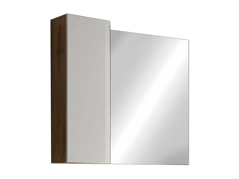 Miroir design avec rangement, 110x75 cm, collection BURA, coloris blanc brillant et chêne clair