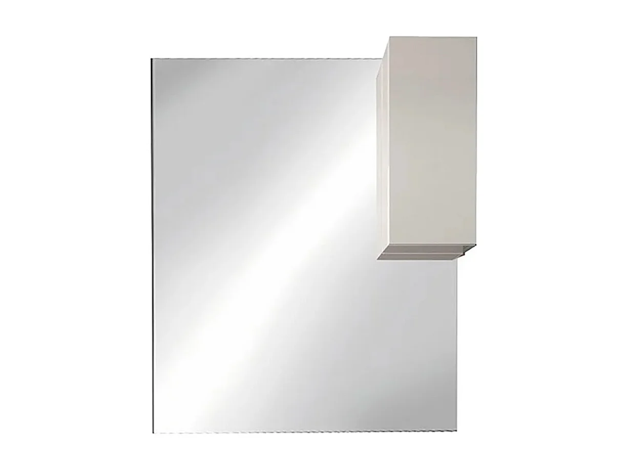 Miroir VITARIO – Blanc brillant design avec rangement – L80 x H110 x P18 cm