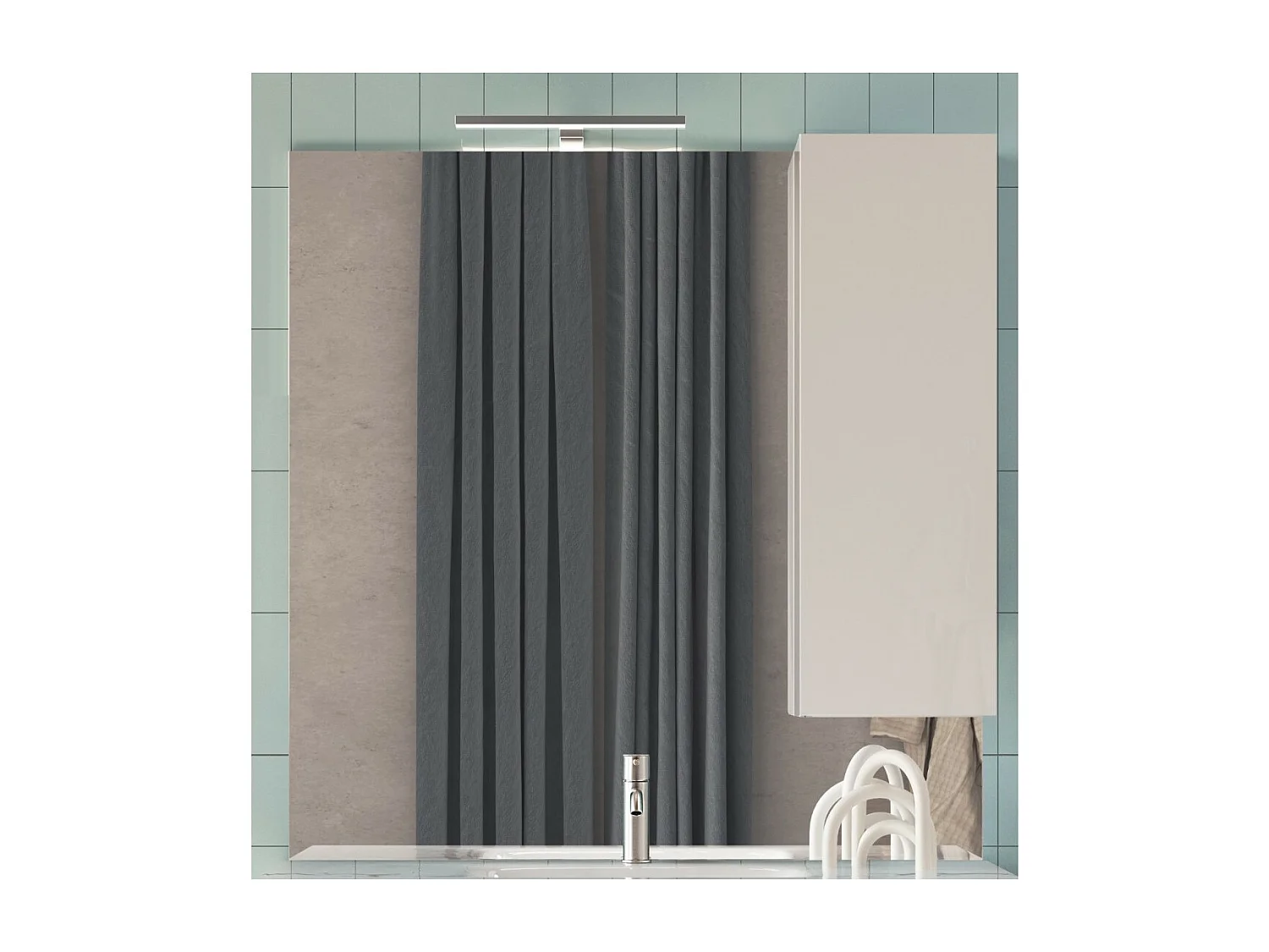 Miroir VITARIO – Blanc brillant design avec rangement – L80 x H110 x P18 cm