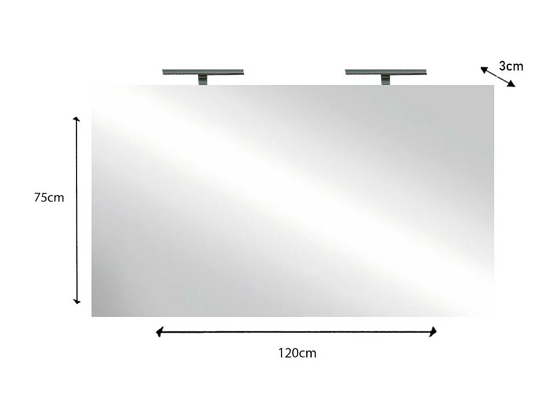 Miroir design avec 2 leds, 120x75 cm, collection KUBRICK