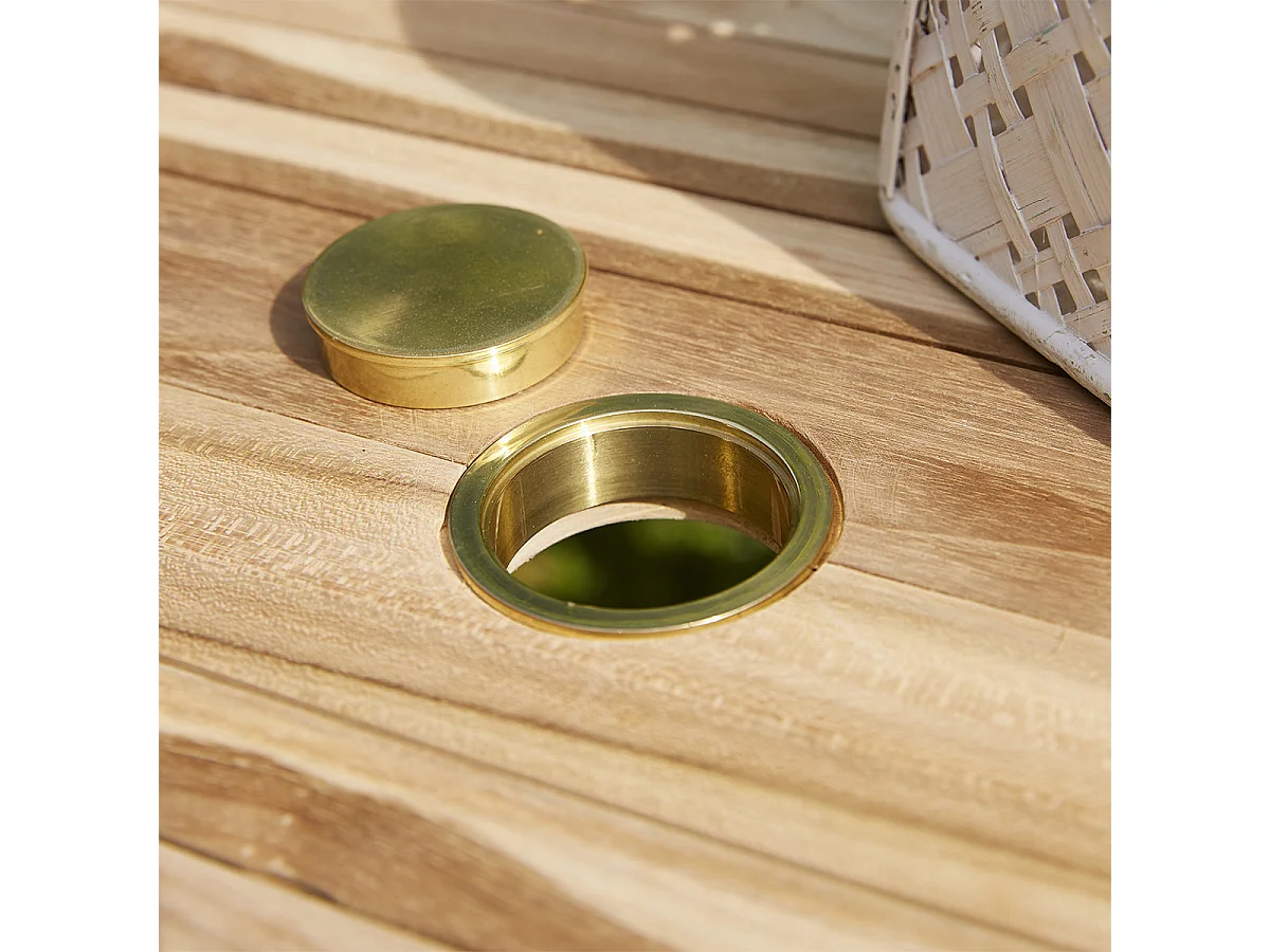 Salón de jardín de madera teca maciza extensible para 6 pers.