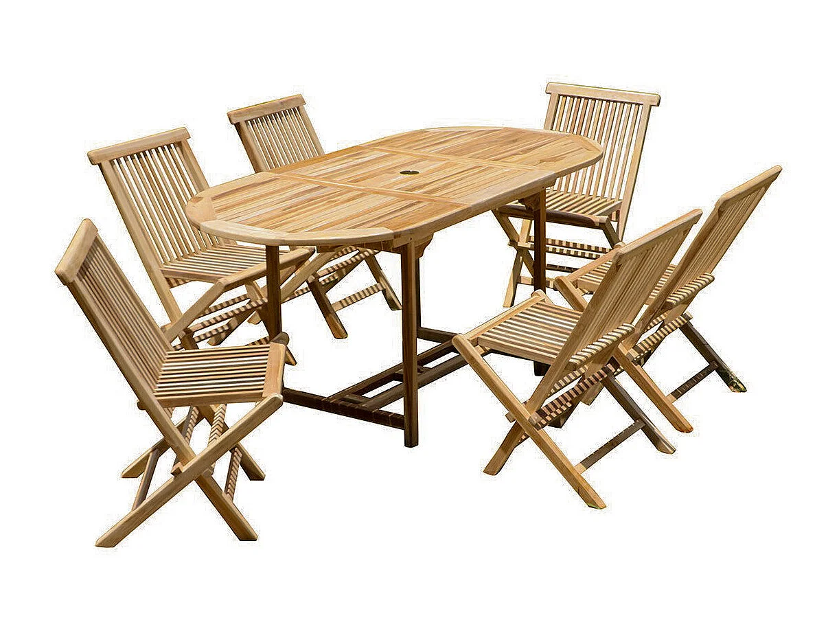 Salon de jardin en teck massif extensible 6 places