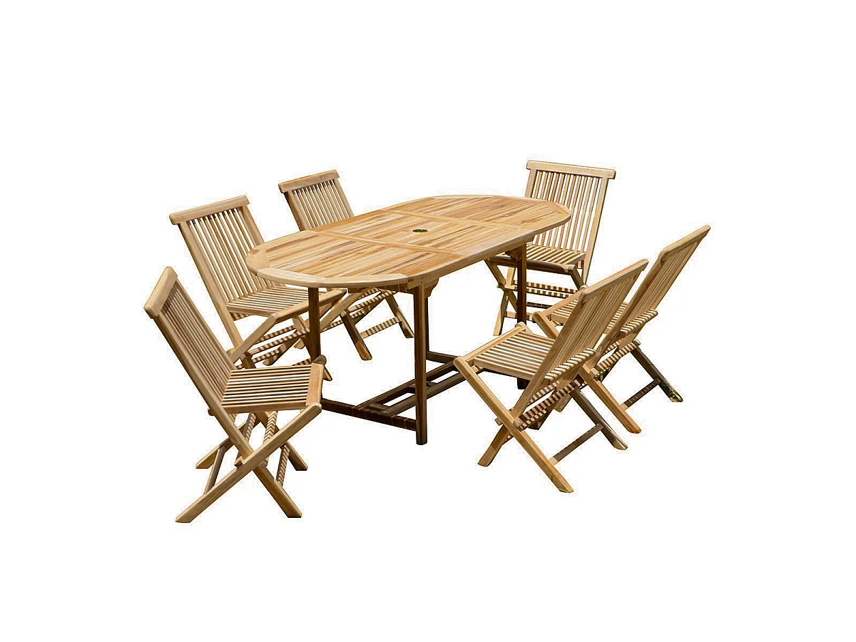 Salon de jardin en teck massif extensible 6 places