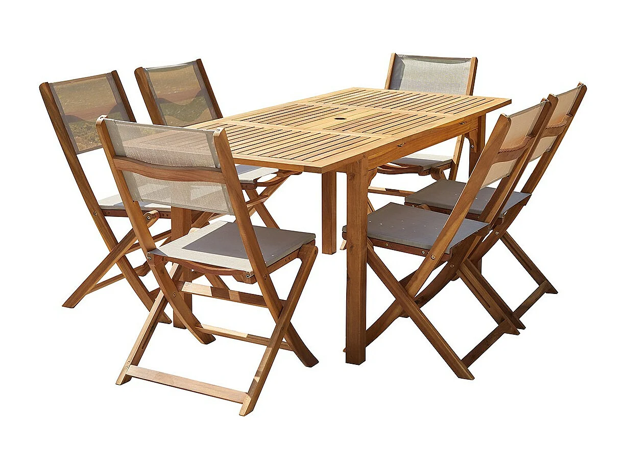 Set da esterno in massello di acacia per 6/8 persone