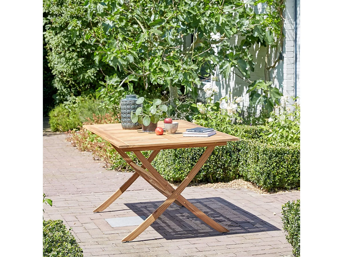 Set da esterno in massello di acacia e textilene grigio per 4 persone