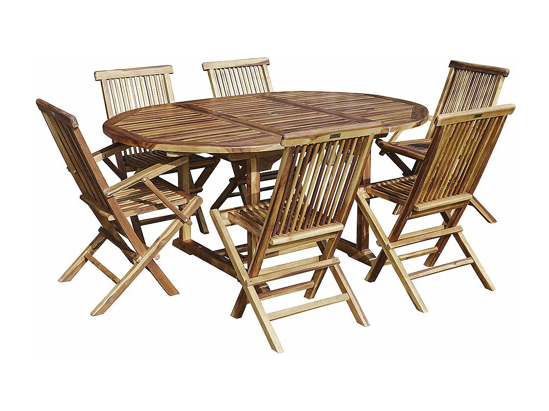 Salon de jardin en teck huilé massif extensible 6/8 places