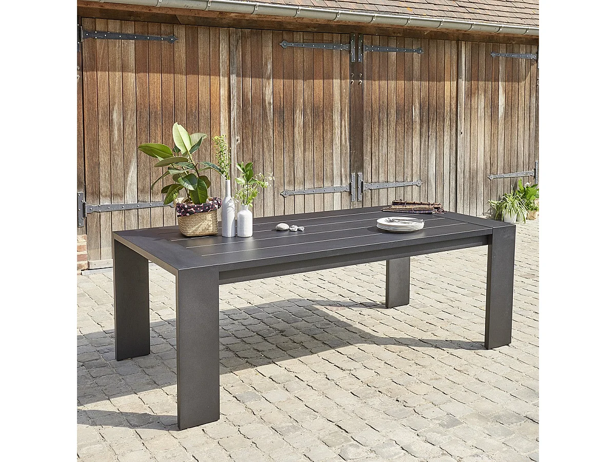 Set di mobili da giardino in alluminio e textilene nero 6 pers.