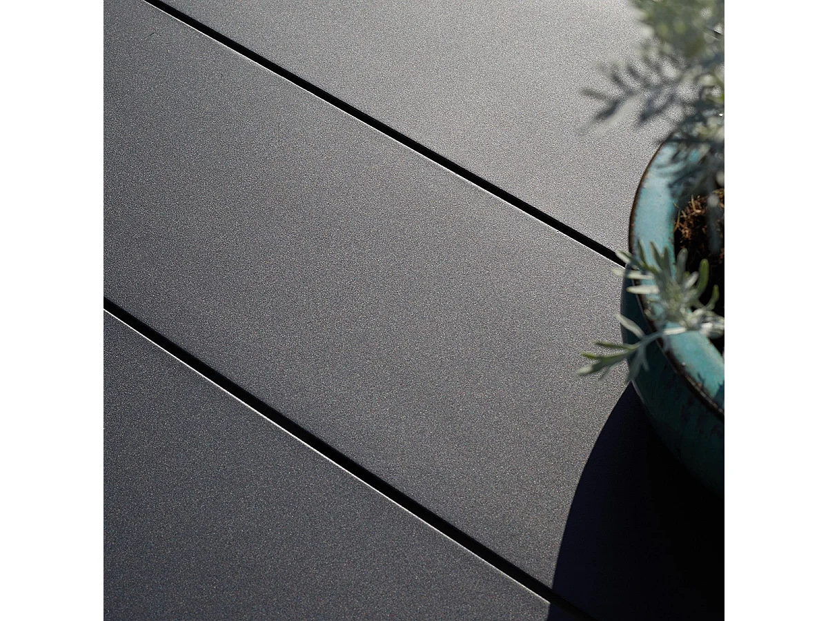 Set di mobili da giardino in alluminio e textilene nero 6 pers.