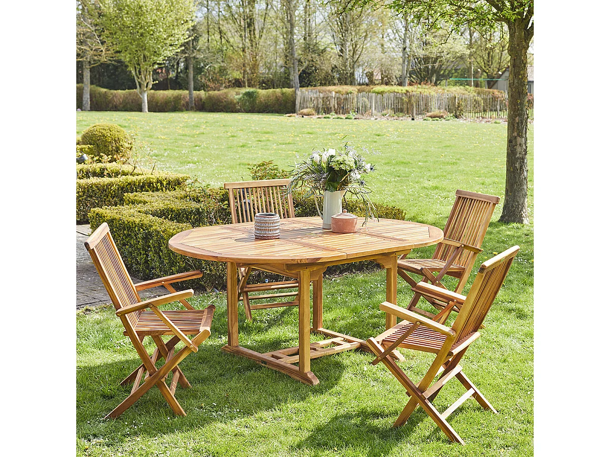 Salon de jardin en teck huilé massif extensible 4/8 places