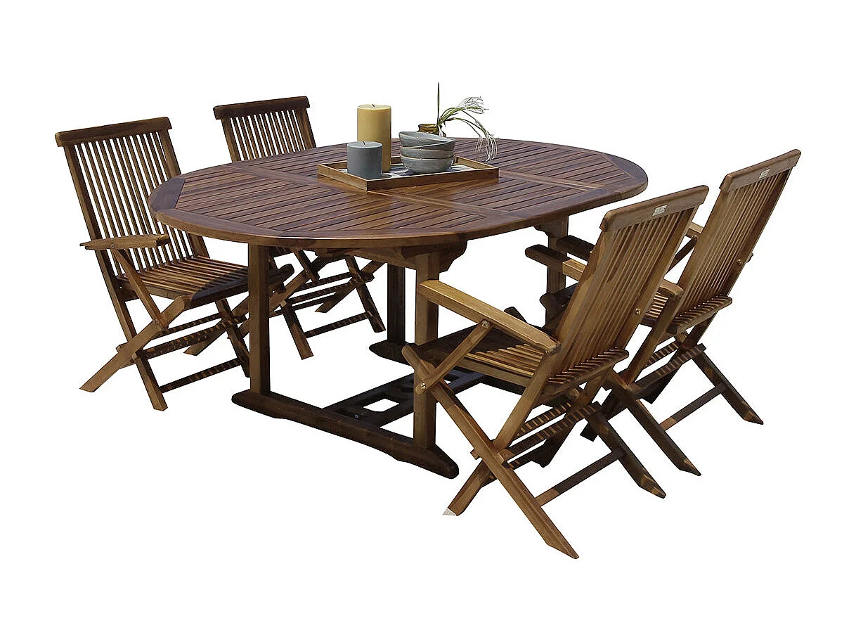 Salon de jardin en teck huilé massif extensible 4/8 places