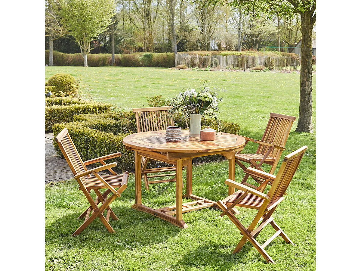 Salon de jardin en teck huilé extensible 4/8 places