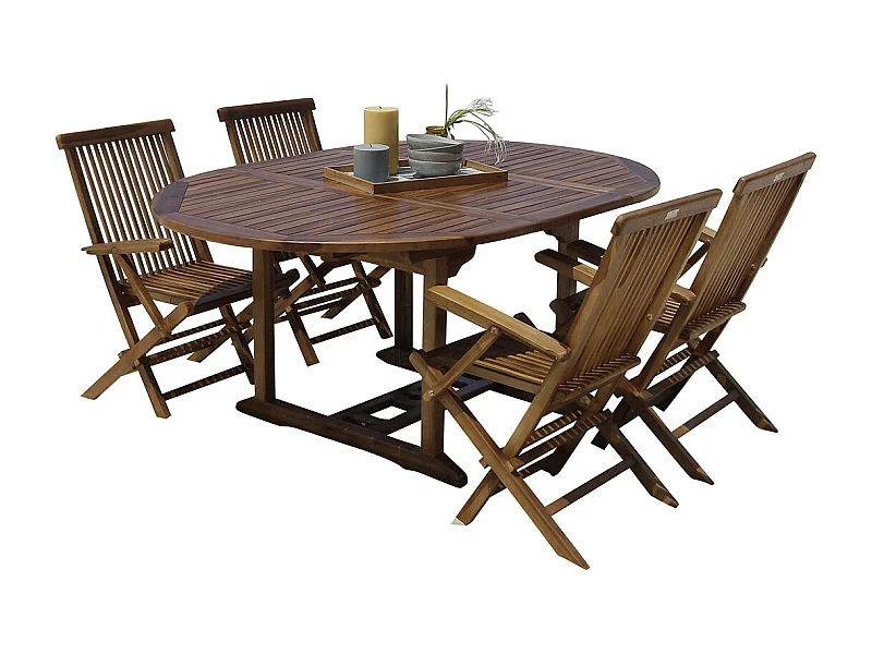 Salon de jardin en teck huilé massif extensible 4/8 places