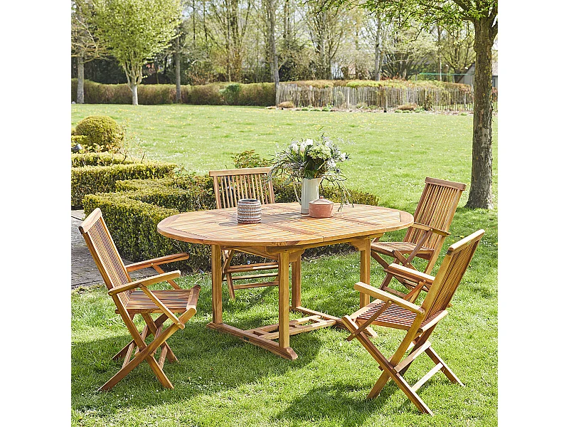 Salon de jardin en teck huilé massif extensible 4/8 places