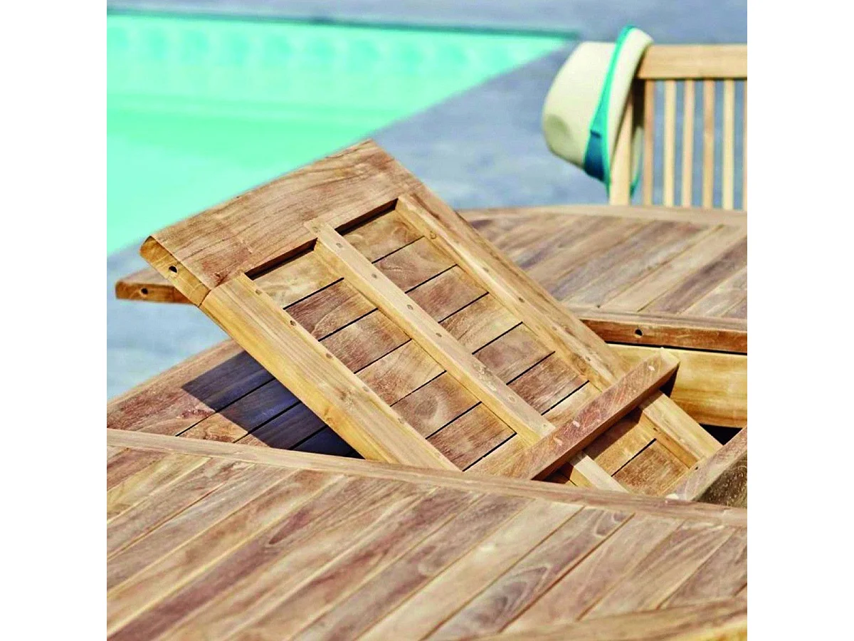 Salon de jardin en teck massif extensible 8/10 places