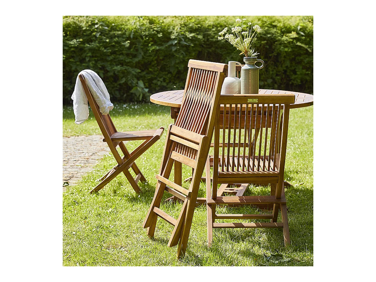 Salon de jardin en teck huilé massif extensible 6/8 places