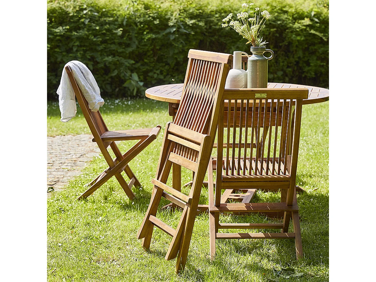 Salon de jardin en teck huilé massif extensible 6/8 places