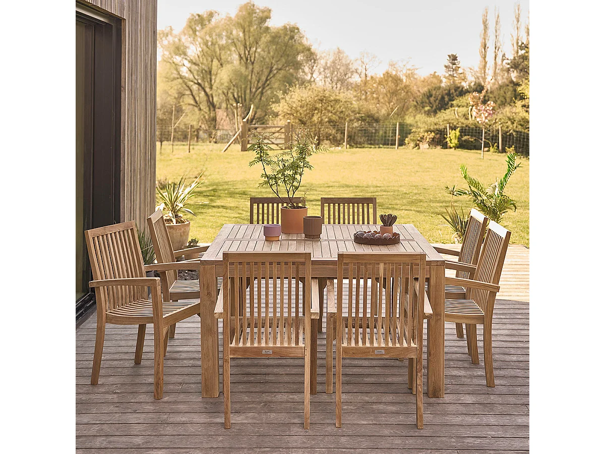 Salon de jardin en teck massif 8 places