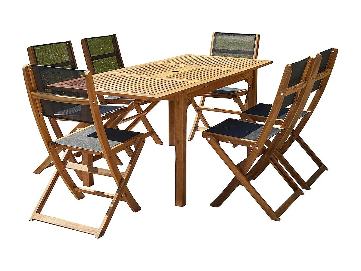 Set da esterno in acacia FSC allungabile per 6/8 persone