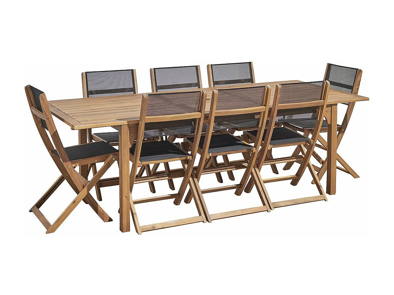 Salon de jardin en acacia massif extensible 8/10 places