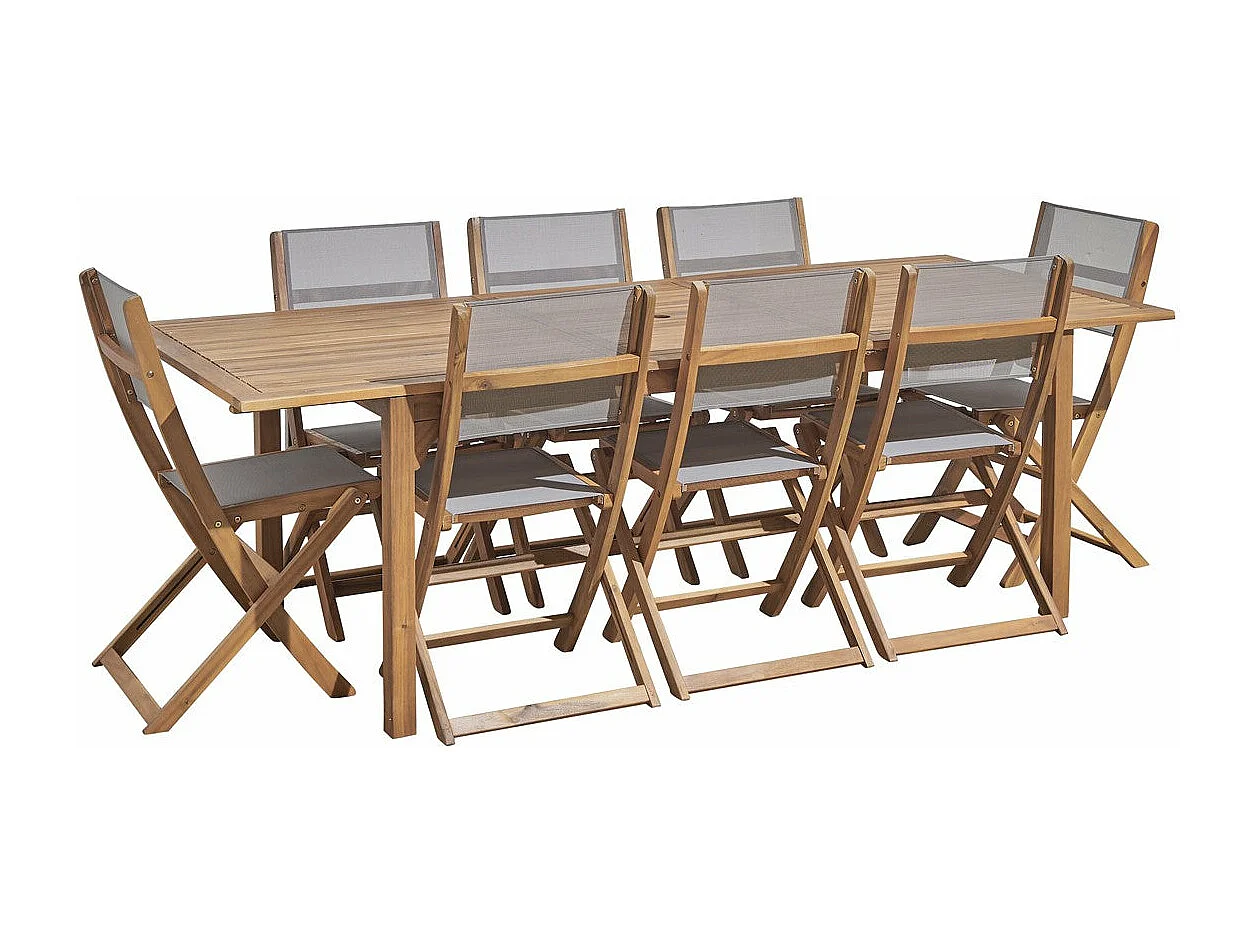 Salon de jardin en acacia massif extensible 8/10 places