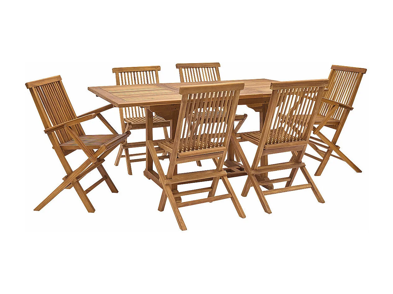 Set da esterno con tavolo allungabile in teak oliato per 6/8 persone