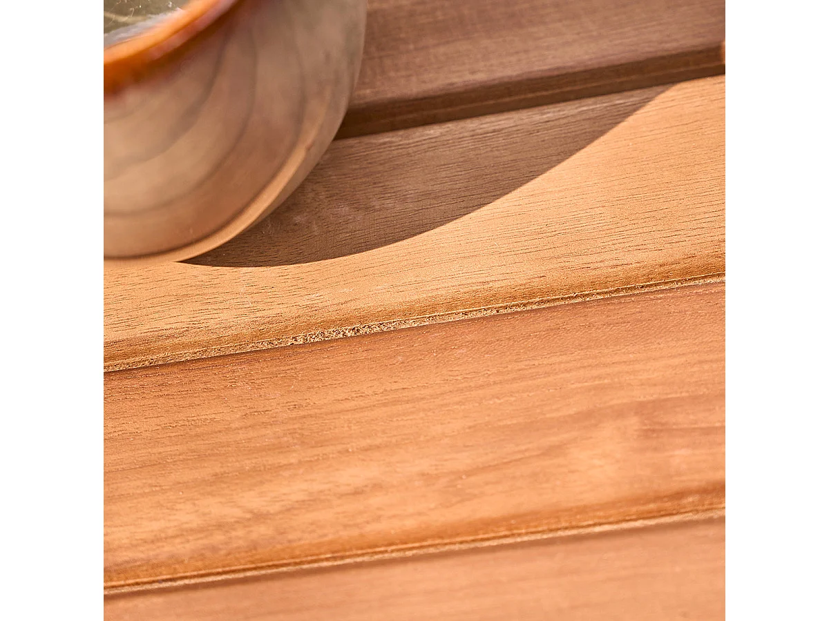 Set da esterno con tavolo allungabile in teak oliato per 6/8 persone