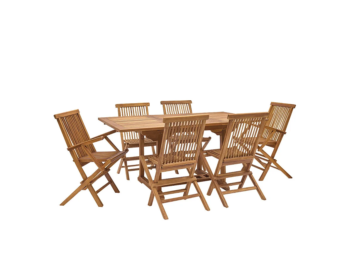 Salón de exterior extensible de teca maciza aceitada para 6/8 pers.