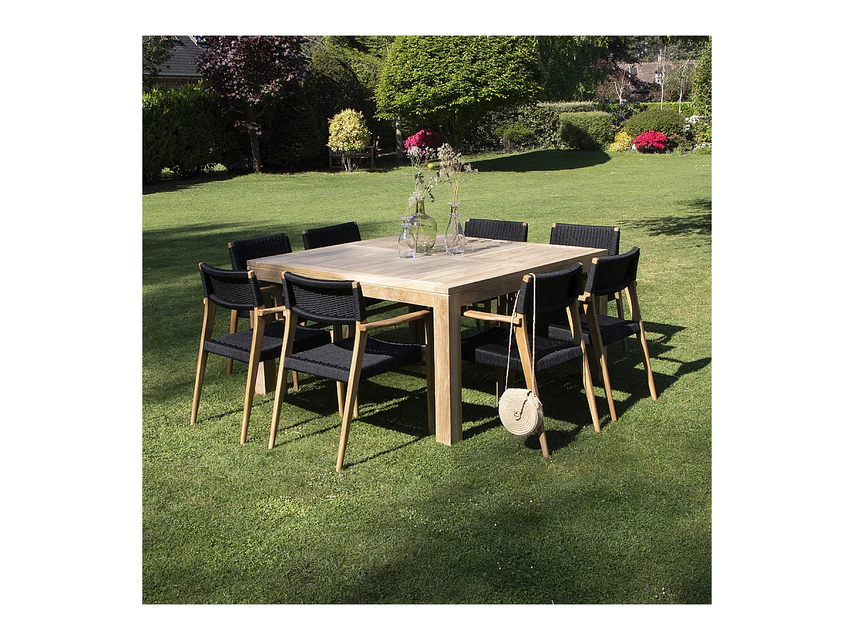 Salon de jardin en teck massif et cordage 8 places