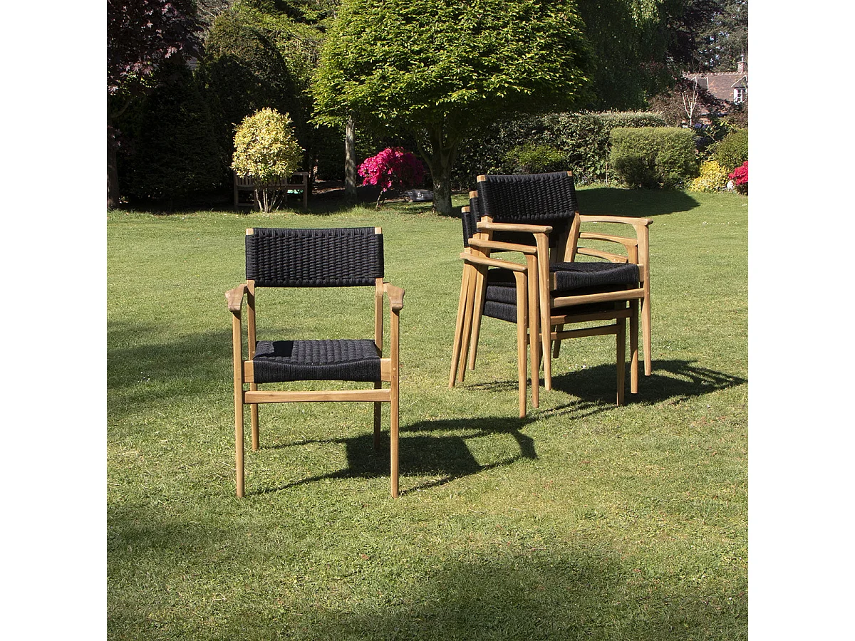 SaSet da giardino 8 posti in massello di teak e corda